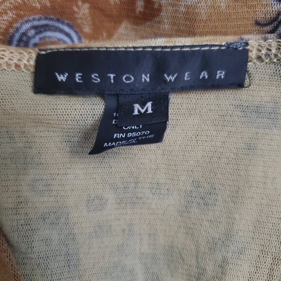 Weston Wear Top Medium Tan Floral Boho Y2K Fairy Retro 70s - Picture 11 of 12